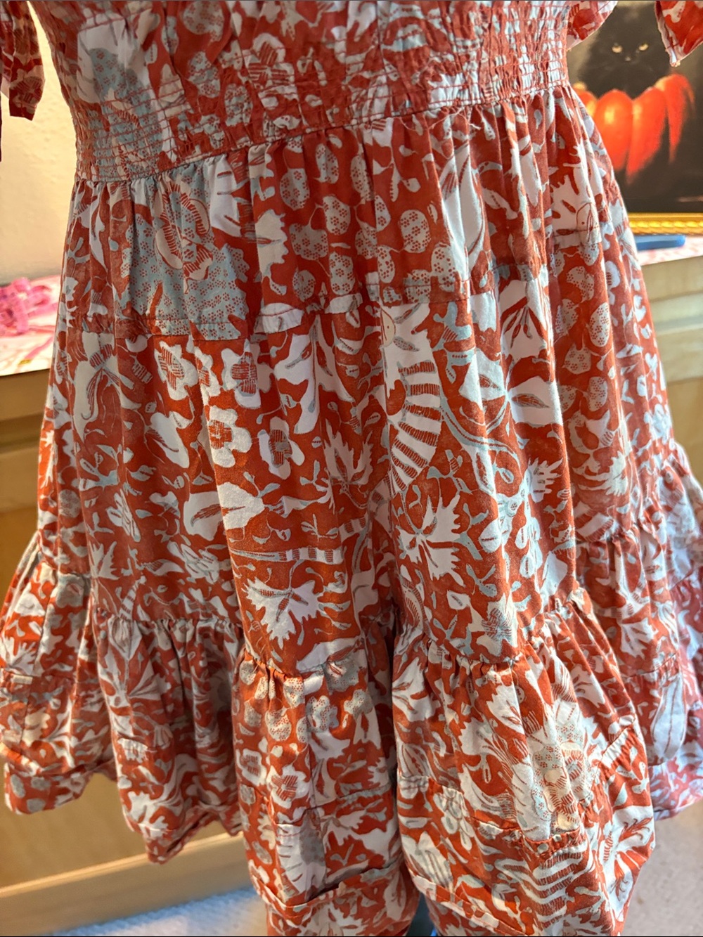 Ulla Johnson Kiri Dress in Orange Blossom Printed Mini Dress - Picture 6 of 9